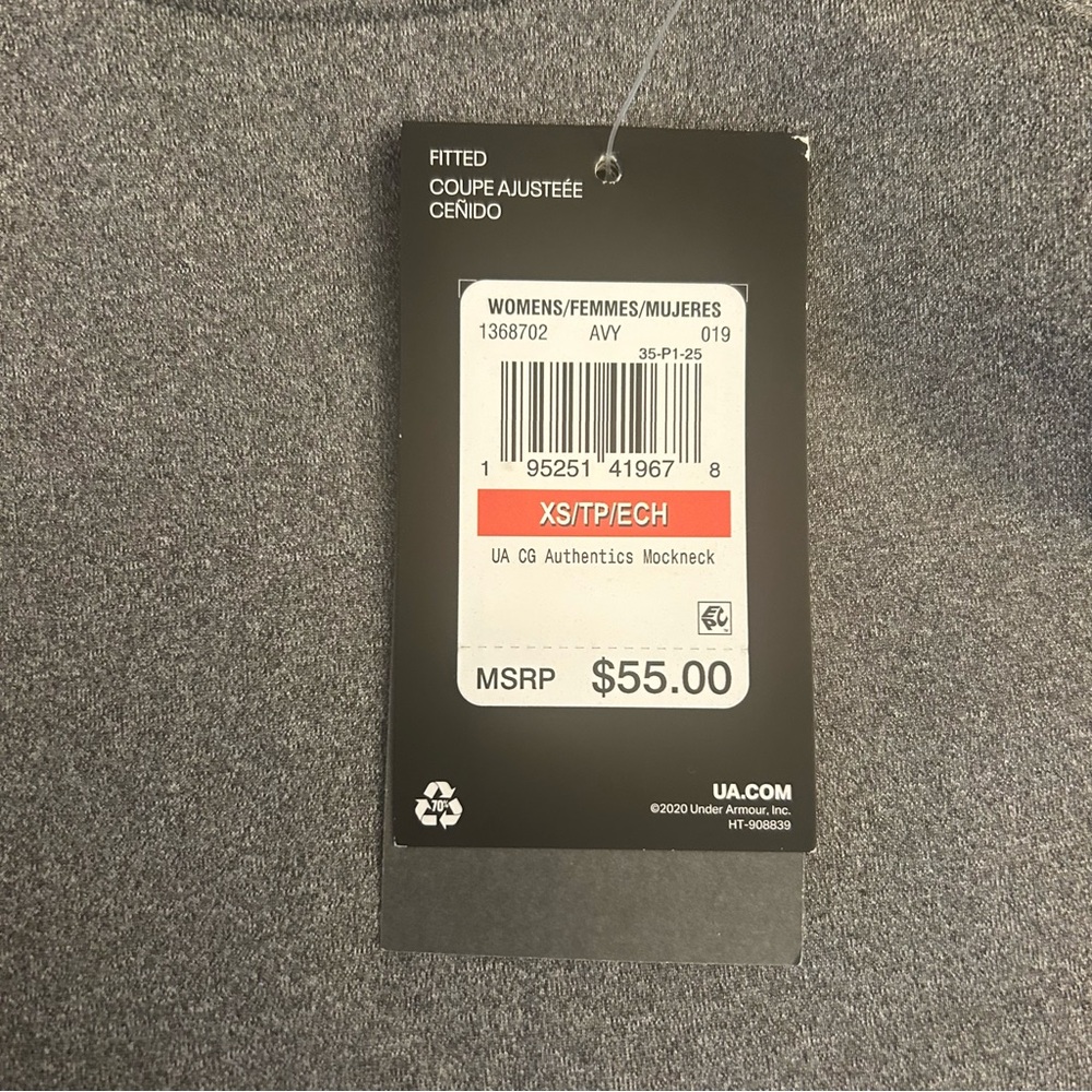 Under Armour Womens Neck T-Shirt, Charcoal Light Heather Black, X-Small New - Picture 3 of 9